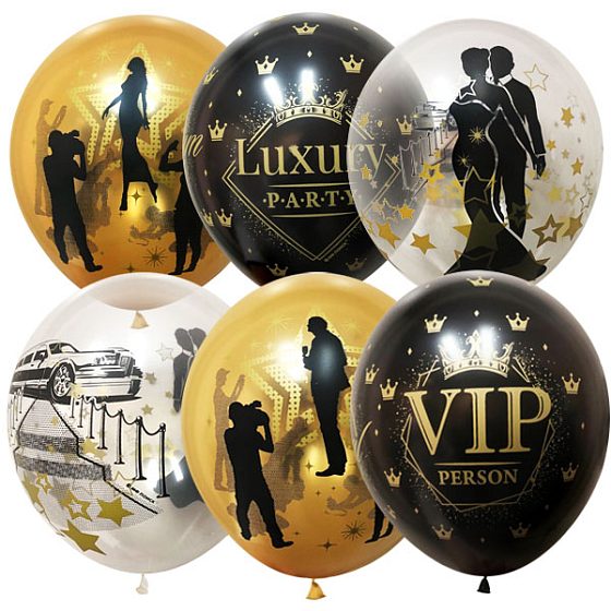 MP 12"/30см Набор шаров VIP Party ассорти рис. 25шт