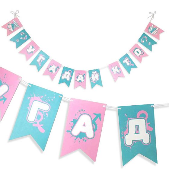 PR Гирлянда флажки Гендер Пати 200см