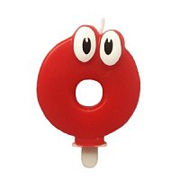 Свеча Цифра 0 Красная С глазками 6,5 см