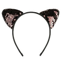 Ободок Кошачьи ушки с пайетками, темные