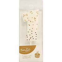 Свеча Цифра-мини 5см Белая с блестками 1