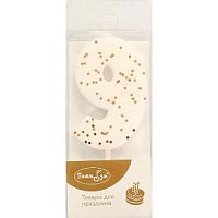 Свеча Цифра-мини 5см Белая с блестками 9