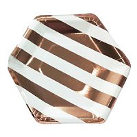 Тарелки White/Rose Gold полоска 20 см 6 шт