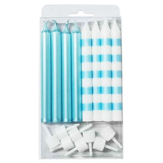 MС Свечи Ассорти Blue & White в полоску 8шт 8см