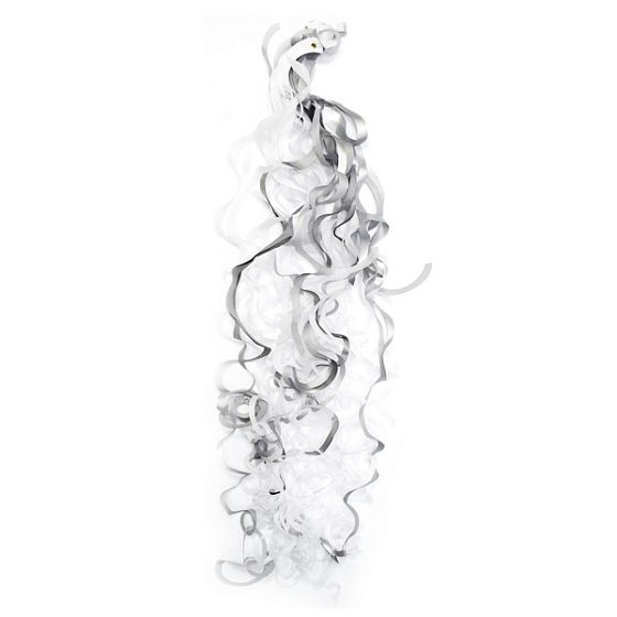 Y Хвост для шара тассел спираль серебро/белый 100см