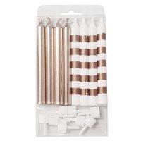 Свечи Ассорти Rose Gold & White в полоску 8шт 8см