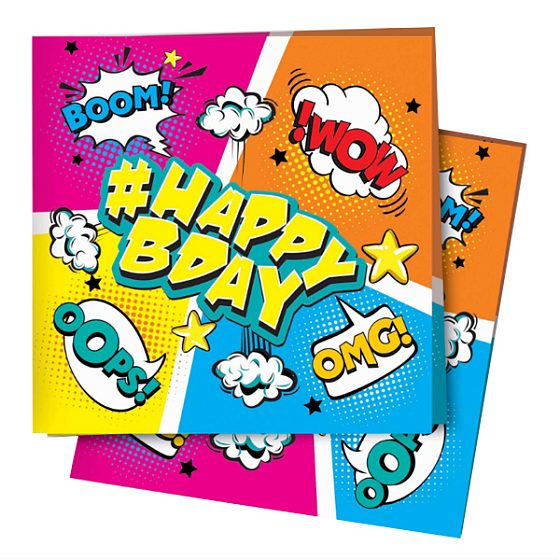 P Салфетки Комиксы #HappyBday 24х24см 12шт