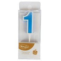 Свеча Цифра 4см цветная с белым контуром 1