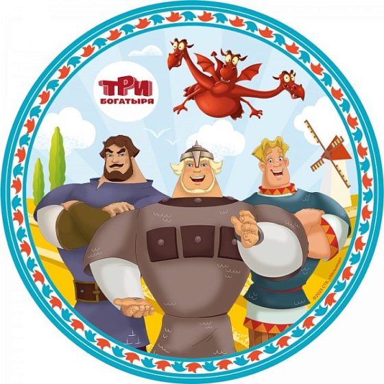 ND Тарелки бумажные Три Богатыря 18см 6шт