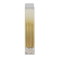 Свечи Металлик White & Gold с держателями 12шт 15см 