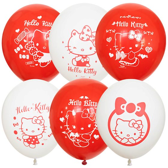 M 12"/30см Набор шаров «Hello Kitty» асорти рис., 5 шт.