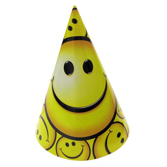 товары для праздника, одноразовая посуда, F Колпачок Смайл 6шт