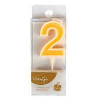 Свеча Цифра 4см цветная с белым контуром 2