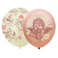 Воздушные шары ассорти рис. Ангелы 25шт 12"/30см
