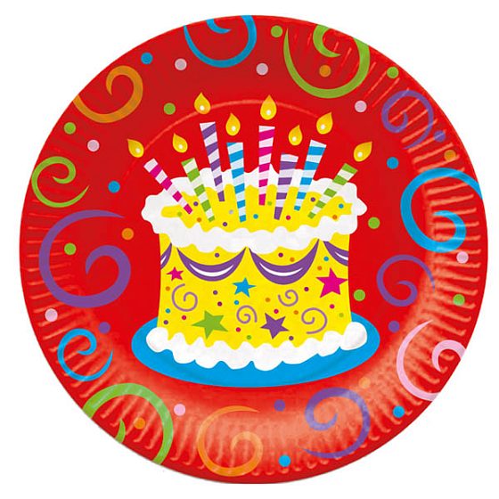 P 23см Тарелки бумажные ламинированные Торт яркий 6шт