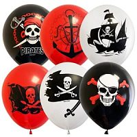Воздушные шары ассорти рис. Пираты 25шт 12"/30см
