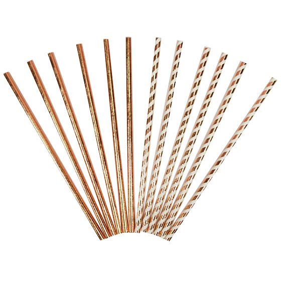 Y Трубочки бумажные Rose Gold 12(6+6)шт