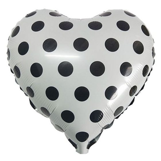 Y Сердце 49 White Горошек черный 18"/45см