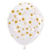 Воздушные шары рис. Конфетти золотые 25шт 12"/30см