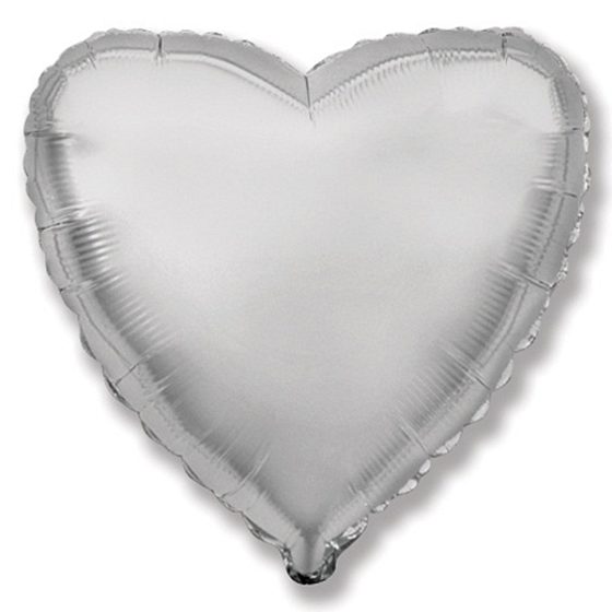 воздушные шары, шары из фольги, FM Сердце SILVER 18"/45см