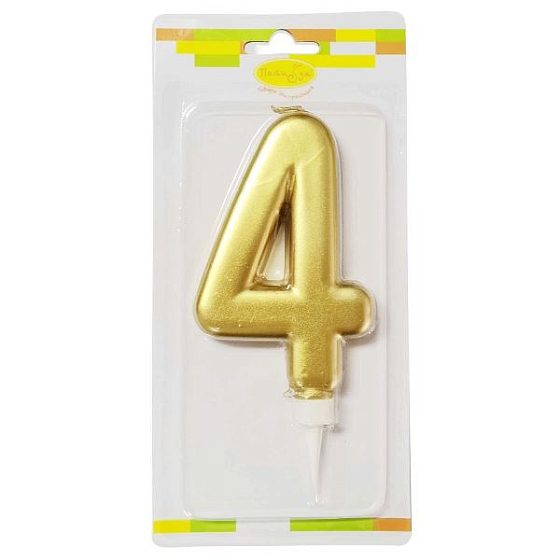MС Свеча Цифра 4 Gold 12см