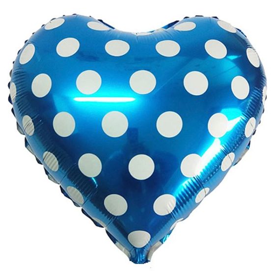 Y Сердце 46 BLUE Горошек белый 18"/45см