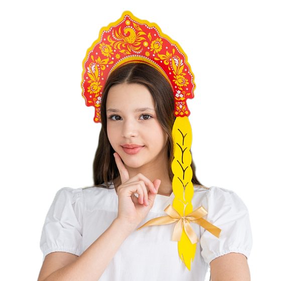 PR Кокошник Русский народный с косой 265мм