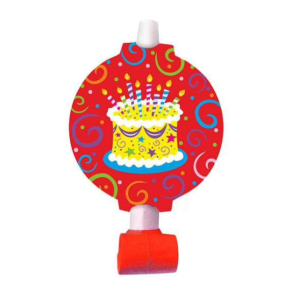 F Язычок-гудок с карточкой Торт яркий 6шт