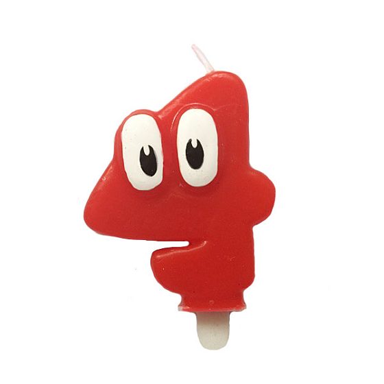 MС Свеча Цифра 4 Красная С глазками 6,5см