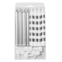 Свечи Ассорти Silver & White в полоску 8шт 8см