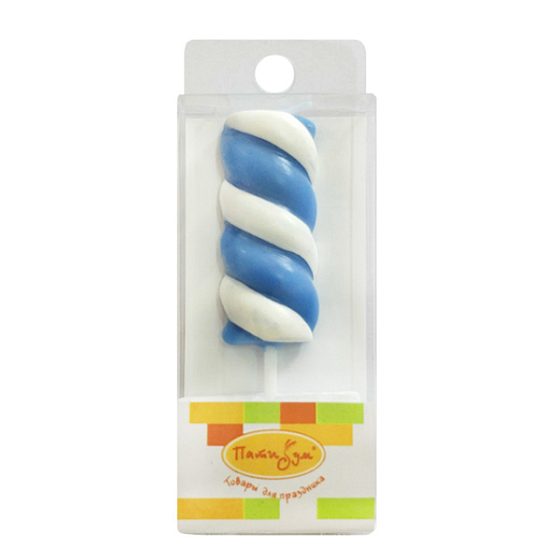 MС Свеча Цифра 1 Леденец голубой 4,8см