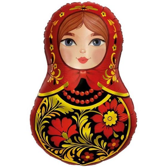 AU Фигура Матрешка красная Золотая роспись 58х80см