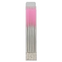 Свечи Металлик Pink & Silver с держателями 12шт 15см 