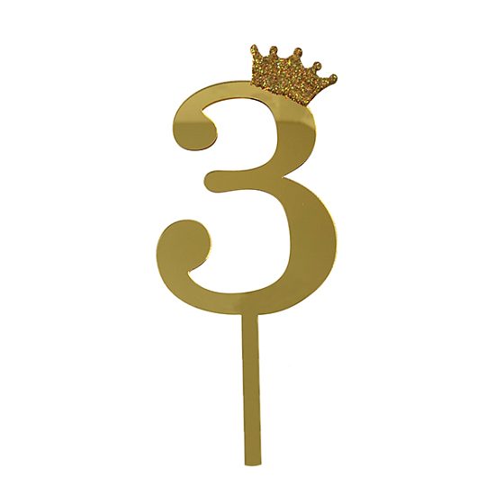 Y Топпер цифра 3 Корона GOLD 18см