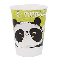 Стаканы бумажные Панда "С Праздником!" 200мл 6 шт