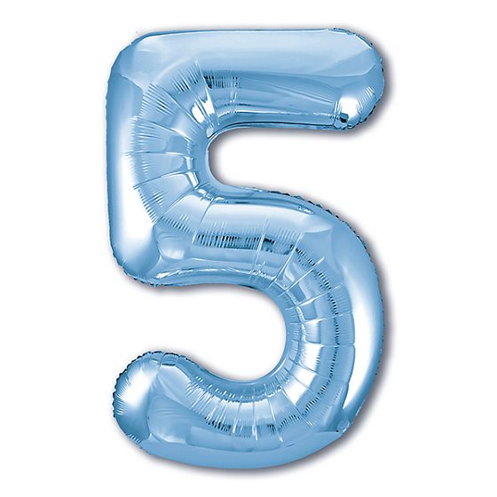 AU Фигура Цифра 5 Светло-Голубой 40"/102см