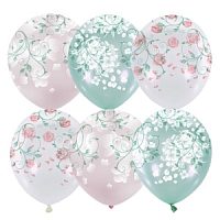 Воздушные шары ассорти рис. Нежность 5шт 12"/30см