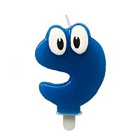 Свеча Цифра 9 Синяя С глазками 6,5 см