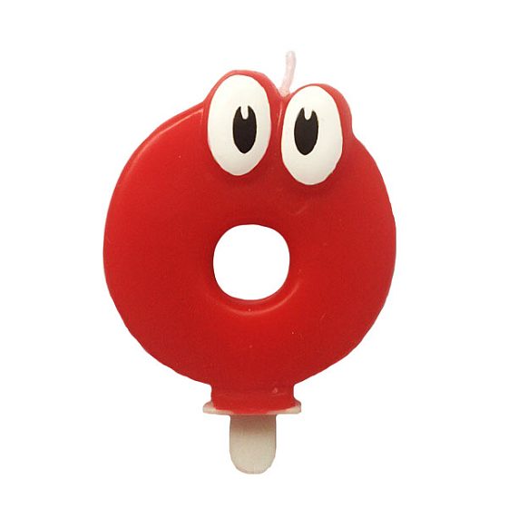 MС Свеча Цифра 0 Красная С глазками 6,5см