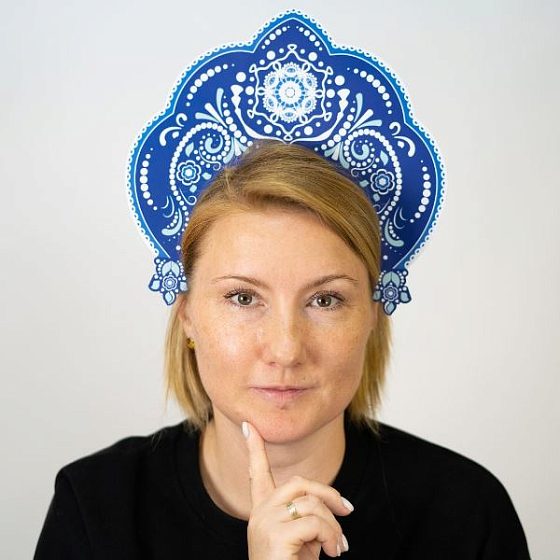 PR Кокошник Гжель на подложке 269мм