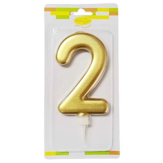 MС Свеча Цифра 2 Gold 12см