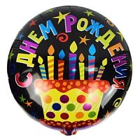 Круг "С Днем Рождения" Торт 18"/45 см