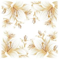 Салфетки Золотые Цветы 33х33см 12шт