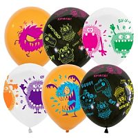 Воздушные шары ассорти рис. Монстрики 25шт 12"/30см