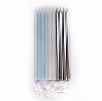 Свечи Silver&Blue с держателями 10шт 12см