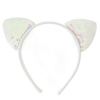 Ободок Кошачьи ушки с пайетками, перламутр