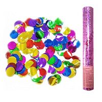 Пневмохлопушка в розовой металлической тубе, фольга 30см 