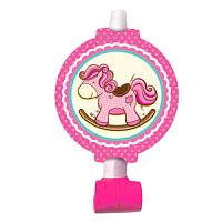 Язычок-гудок с карточкой "Лошадка Малышка" розовая 6шт