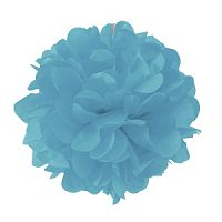 Помпон бумажный голубой 20см 