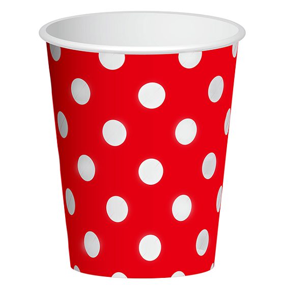 F Стаканы бумажные Горошек Красный 250мл 6шт